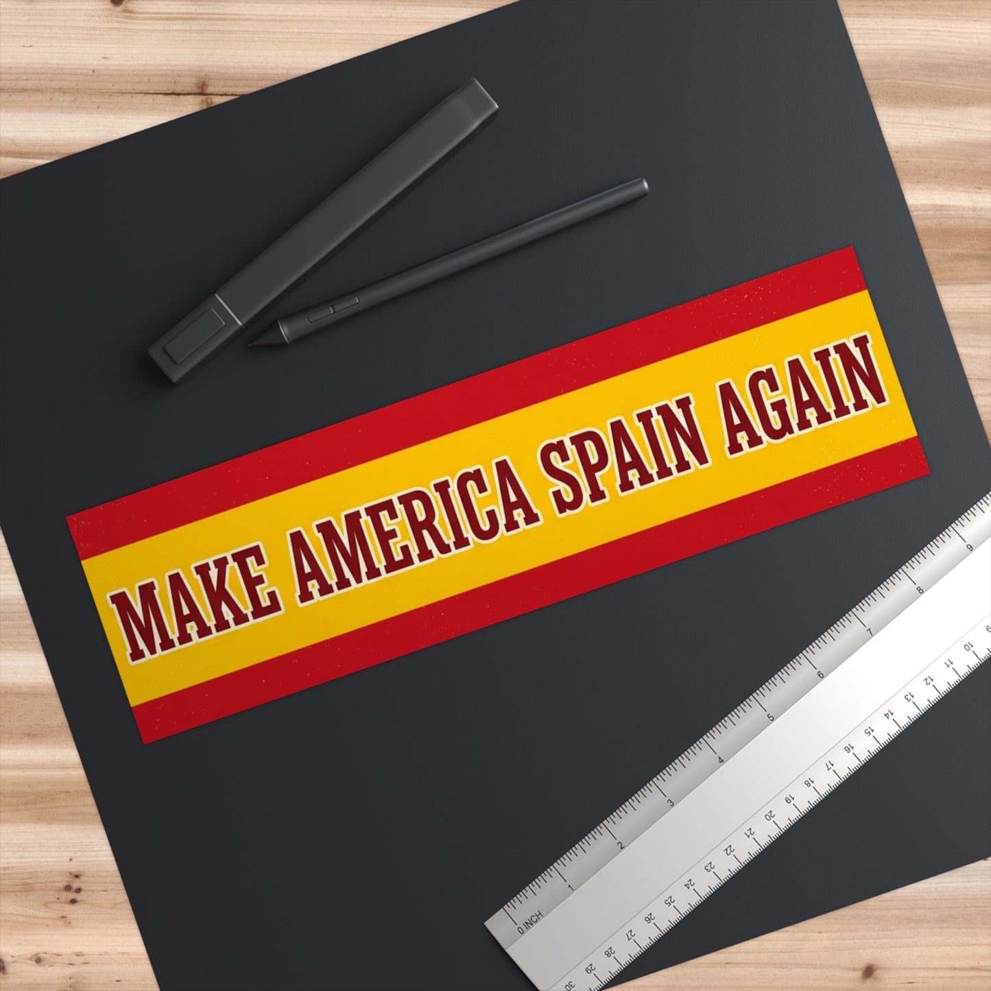 Make America Spain Again Bumper Sticker – Funny Political Parody Spanish Flag Decal
