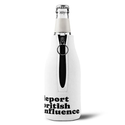 Zip-Up Bottle Cooler Sleeve — "Make America Spain Again" / "Deport British Influence" Political Can Cooler