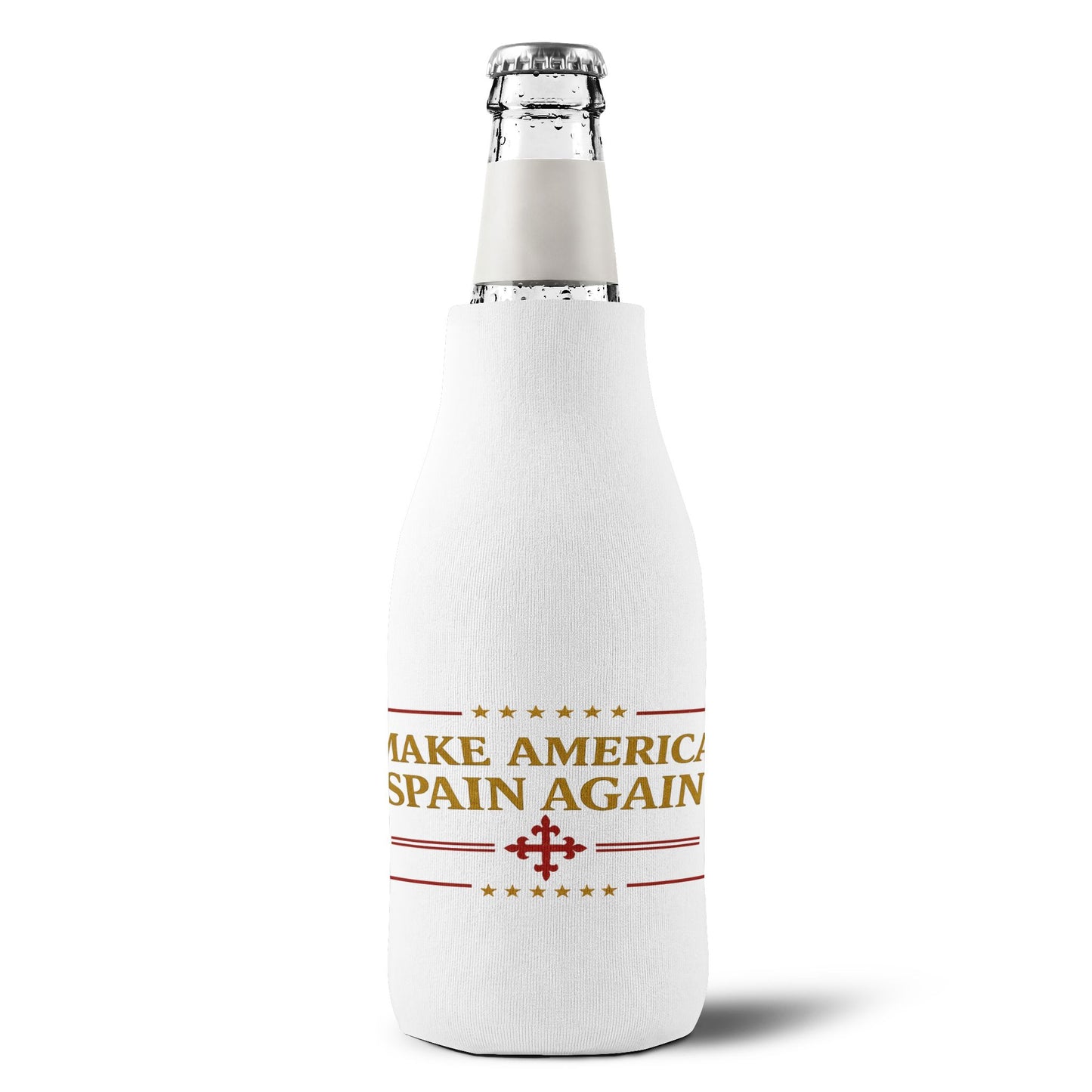 Zip-Up Bottle Cooler Sleeve — "Make America Spain Again" / "Deport British Influence" Political Can Cooler