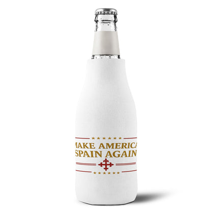 Zip-Up Bottle Cooler Sleeve — "Make America Spain Again" / "Deport British Influence" Political Can Cooler