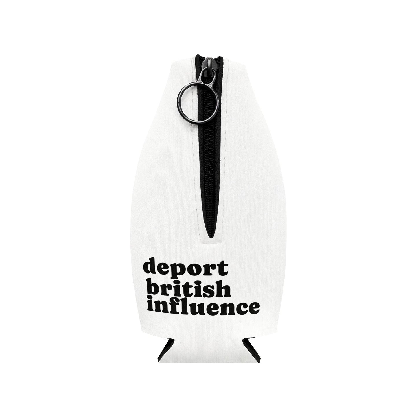 Zip-Up Bottle Cooler Sleeve — "Make America Spain Again" / "Deport British Influence" Political Can Cooler