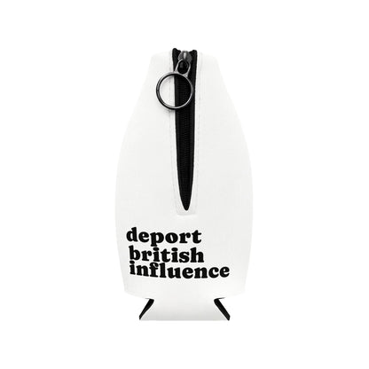 Zip-Up Bottle Cooler Sleeve — "Make America Spain Again" / "Deport British Influence" Political Can Cooler